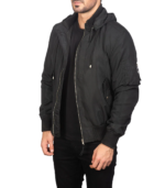 Men's Black Hooded MA-1 Bomber Jacket – Henrik - Image 3
