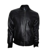 Mens Lambskin Black Bomber Jacket - Image 2