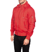Hanklin Ma-1 Red Hooded Bomber Jacket - Image 3