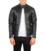 Fernando Quilted Black Leather Biker Jacket - Image 3