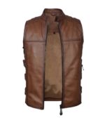 Men's Brown Leather Vest – Vilhelm - Image 3