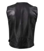 Men's V-Neck Motorcycle Leather Biker Vest – Kolbein - Image 3