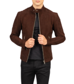 Fernando Quilted Brown Suede Biker Jacket - Image 3