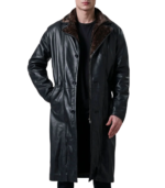 Cai Black Leather Shearling Coat - Image 3