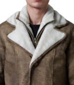 Cai Distressed Brown Leather Shearling Coat - Image 3