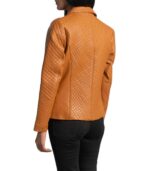 Cora Quilted Brown Leather Blazer - Image 3
