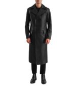 Delmar Black Leather Double Breasted Coat - Image 3
