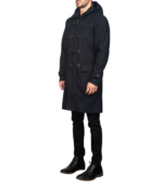 Drake Black Wool Hooded Duffle Coat - Image 3