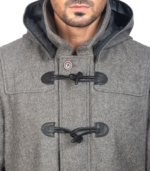 Drake Grey Wool Hooded Duffle Coat - Image 4