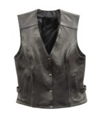 Black and Pink Studded Leather Vest - Image 2