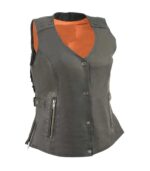 Black Fringed Leather Vest - Image 3