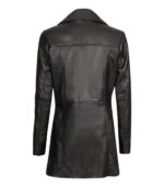 Women's Black Leather Car Coat – Silje - Image 3
