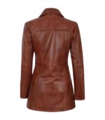 Women's Cognac Leather Car Coat – Silje - Image 3