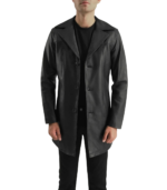 Brawnton Black Leather Coat - Image 3