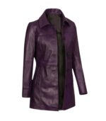 Women's Purple Leather Car Coat – Silje - Image 3