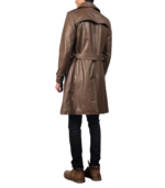 Brown Leather Duster Coat – Belted Coat - Image 3