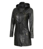 Lisa Womens Black Hooded Coat - Image 3