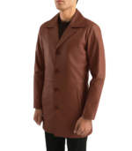 Classmith Brown Leather Coat - Image 3