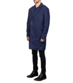Claud Blue Wool Double Breasted Coat - Image 3