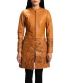 Women's Tan-Dyed Leather Coat – Aino - Image 3