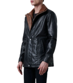 Connor Black Leather Coat - Image 3