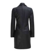 Women's Black Genuine Leather Car Coat - Kaja - Image 3