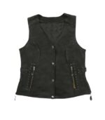 Motorcycle Style Black Leather Biker Vest - Image 3