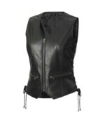 Ryder Women’s Black Motorcycle Leather Vest - Image 2