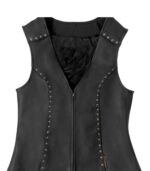 Studded Black Leather Biker Vest - Image 2