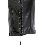 Sugar Skull Lined Black Leather Vest - Image 3
