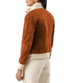 Women's Brown Suede A-1 Bomber Jacket – Linnea - Image 3