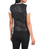 Vanda Black Leather Biker Vest - Image 3