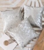 Metallic Silver Cowhide Pillow - Image 3