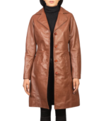 Alexis Brown Single Breasted Leather Coat - Image 3
