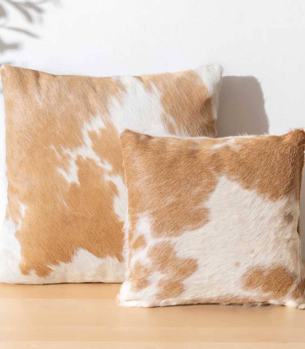 3 Palomino and White Cowhide Pillow - Image 1