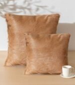 Solid Beige Cowhide Pillow - Image 2
