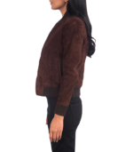 Avery Brown Suede Bomber Jacket - Image 3