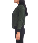 Avery Green Suede Bomber Jacket - Image 3