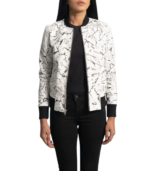 Women's White Leather Bomber Jacket – Maren - Image 3