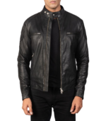 Gatsby Black Leather Biker Jacket - Image 3