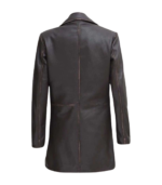 Dark Brown Women Leather Car Coat - Image 3