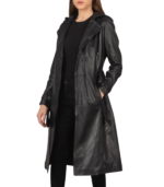 Fixon Hooded Black Trench Coat - Image 4