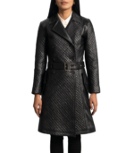 Harper Susan Black Leather Trench Coat - Image 5