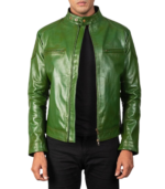 Gatsby Green Leather Biker Jacket - Image 3