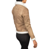 Sherilyn B-3 Distressed Brown Leather Bomber Jacket - Image 3