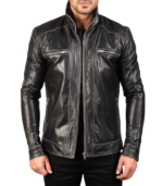Men's Black Leather Biker Jacket – Sigurd - Image 3