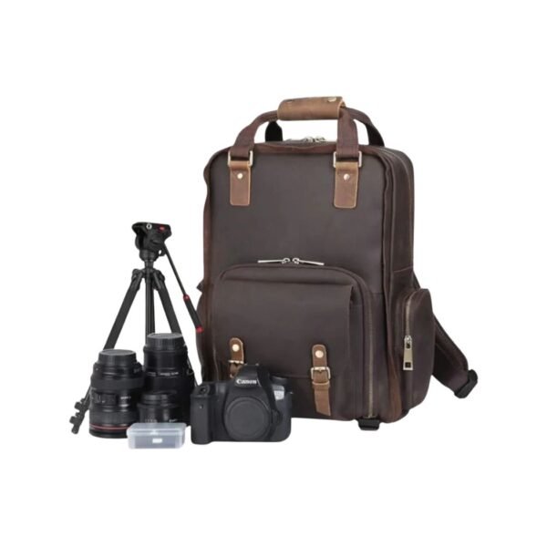 Large Leather Camera Backpack - Gaute