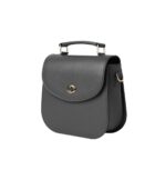 The Sandra Grey Leather Saddle Bag - Image 3