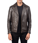 Noah Brown Leather Biker Jacket - Image 3