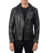Raiden Black Leather Biker Jacket - Image 3